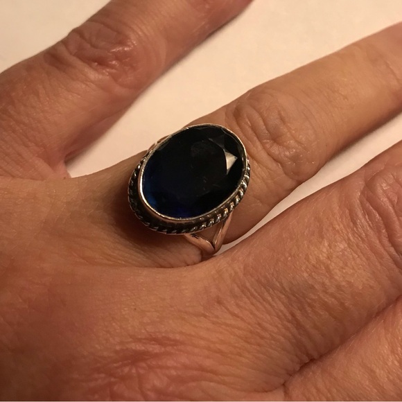 Stampd Jewelry - Blue Sapphire 925 Sterling Silver Ring
